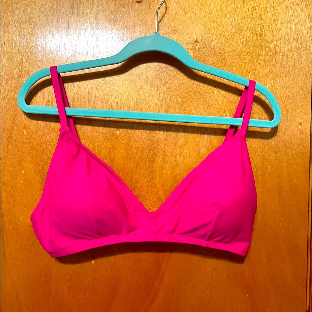 J. Crew Hot Pink Plunge V-Neck Bikini Top
